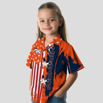 Denver Broncos Aloha Hawaiian Shirt, NFL Orange Stitched Flag Summer Beachwear