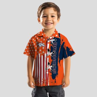 Denver Broncos Aloha Hawaiian Shirt, NFL Orange Stitched Flag Summer Beachwear