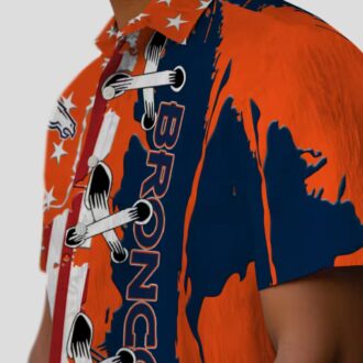 Denver Broncos Aloha Hawaiian Shirt, NFL Orange Stitched Flag Summer Beachwear