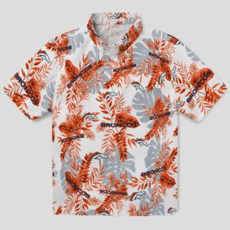 Denver Broncos Beach Sumnmer Hawaiian Shirt, Orange White Tropical Summer Shirt