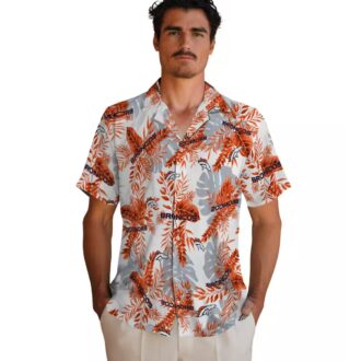 Denver Broncos Beach Sumnmer Hawaiian Shirt, Orange White Tropical Summer Shirt