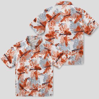 Denver Broncos Beach Sumnmer Hawaiian Shirt, Orange White Tropical Summer Shirt