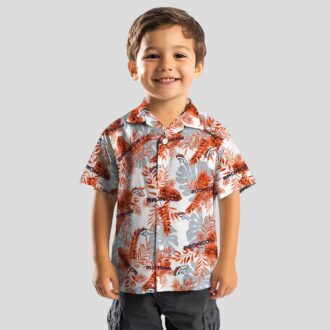 Denver Broncos Beach Sumnmer Hawaiian Shirt, Orange White Tropical Summer Shirt