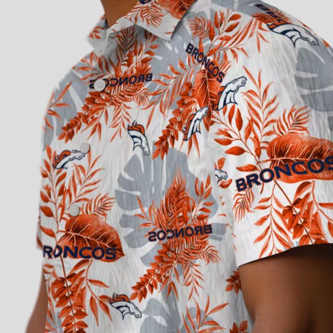 Denver Broncos Beach Sumnmer Hawaiian Shirt, Orange White Tropical Summer Shirt