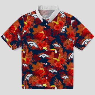 Denver Broncos Floral Hawaiian Shirt, Orange Red Toucan NFL Fan Apparel