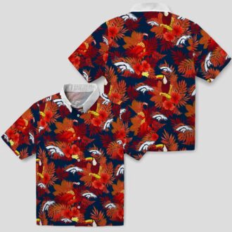Denver Broncos Floral Hawaiian Shirt, Orange Red Toucan NFL Fan Apparel