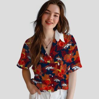 Denver Broncos Floral Hawaiian Shirt, Orange Red Toucan NFL Fan Apparel