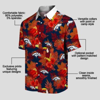 Denver Broncos Floral Hawaiian Shirt, Orange Red Toucan NFL Fan Apparel