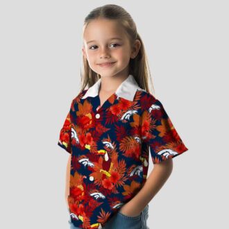 Denver Broncos Floral Hawaiian Shirt, Orange Red Toucan NFL Fan Apparel