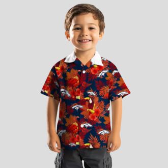 Denver Broncos Floral Hawaiian Shirt, Orange Red Toucan NFL Fan Apparel