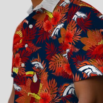 Denver Broncos Floral Hawaiian Shirt, Orange Red Toucan NFL Fan Apparel