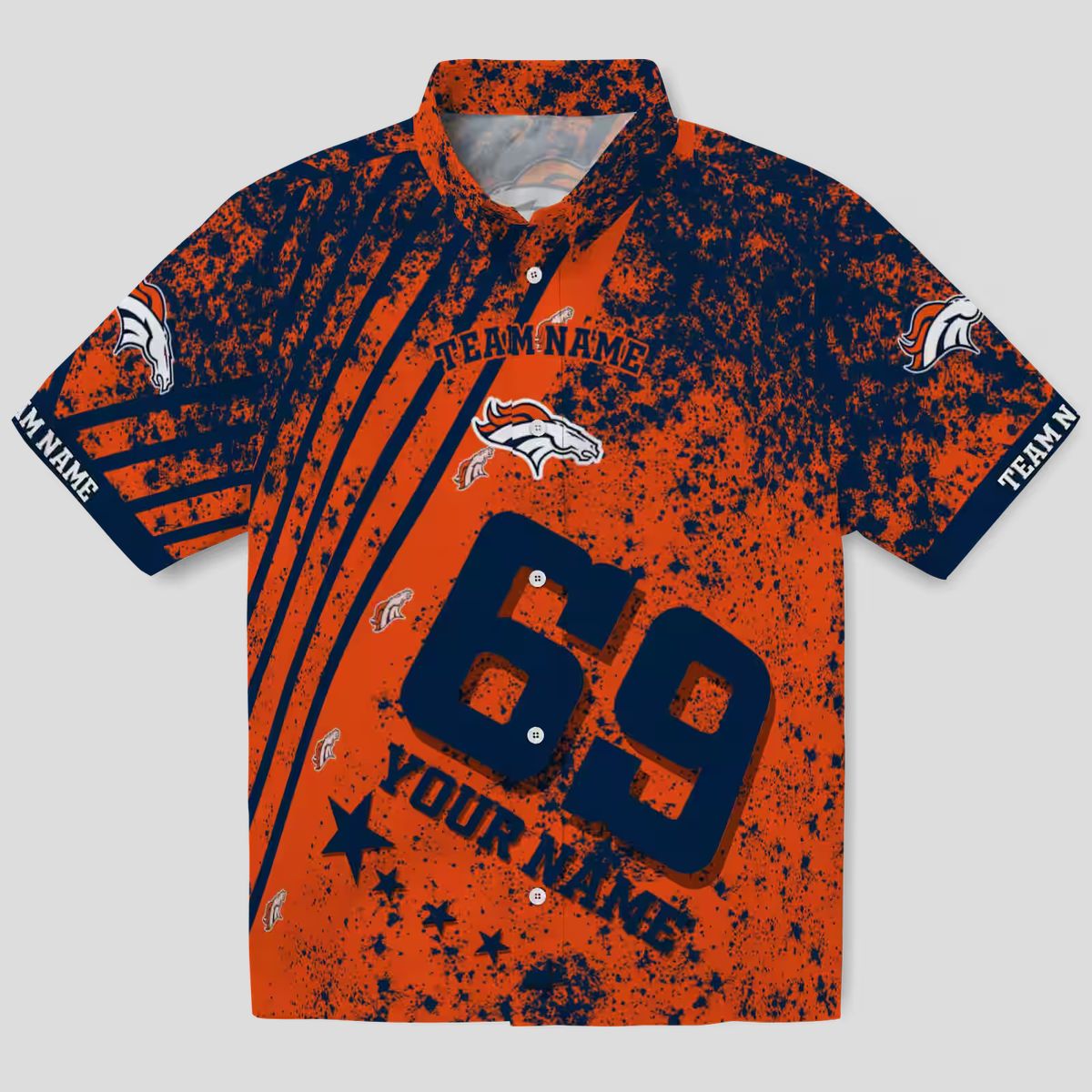 Denver Broncos Hawaiian Button Up Shirt, Star Stripes Tropical NFL Summer Shirt