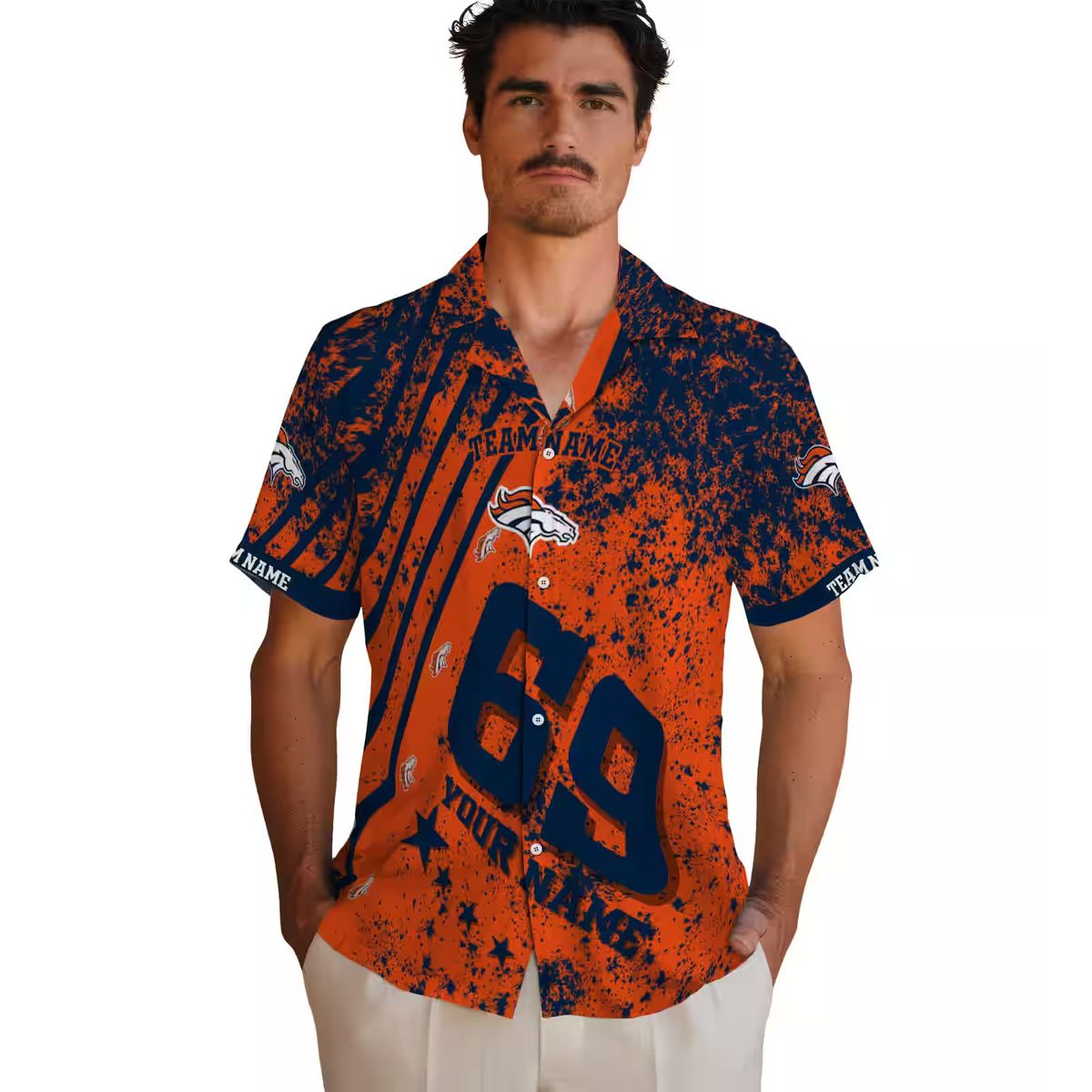 Denver Broncos Hawaiian Button Up Shirt, Star Stripes Tropical NFL Summer Shirt
