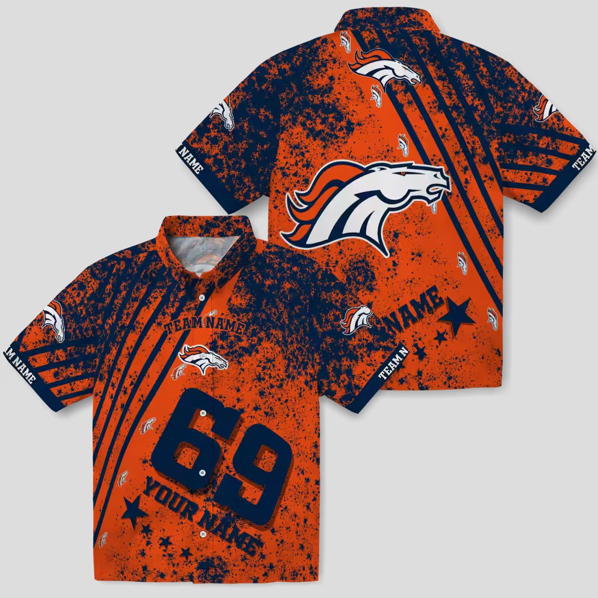 Denver Broncos Hawaiian Button Up Shirt, Star Stripes Tropical NFL Summer Shirt
