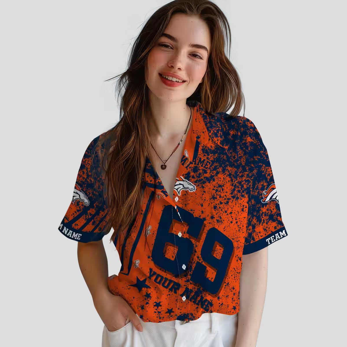 Denver Broncos Hawaiian Button Up Shirt, Star Stripes Tropical NFL Summer Shirt