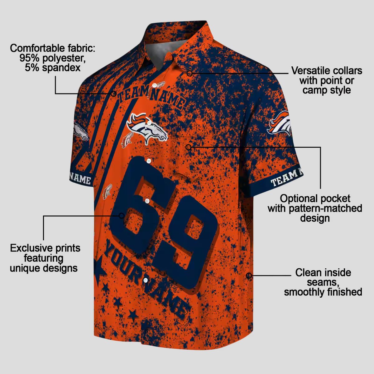 Denver Broncos Hawaiian Button Up Shirt, Star Stripes Tropical NFL Summer Shirt