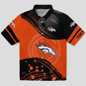 Denver Broncos Hawaiian Shirt - Orange Black Tropical NFL Football Wave Design