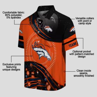Denver Broncos Hawaiian Shirt - Orange Black Tropical NFL Football Wave Design