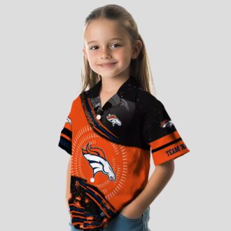Denver Broncos Hawaiian Shirt - Orange Black Tropical NFL Football Wave Design