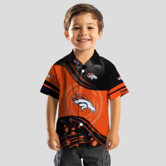 Denver Broncos Hawaiian Shirt - Orange Black Tropical NFL Football Wave Design