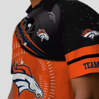 Denver Broncos Hawaiian Shirt - Orange Black Tropical NFL Football Wave Design