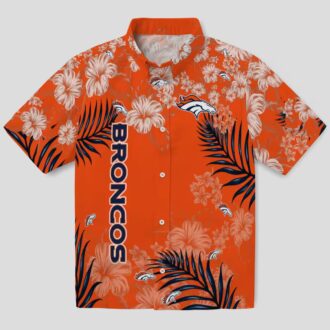 Denver Broncos Hibiscus Print Shirt, Floral Orange NFL Fan Apparel