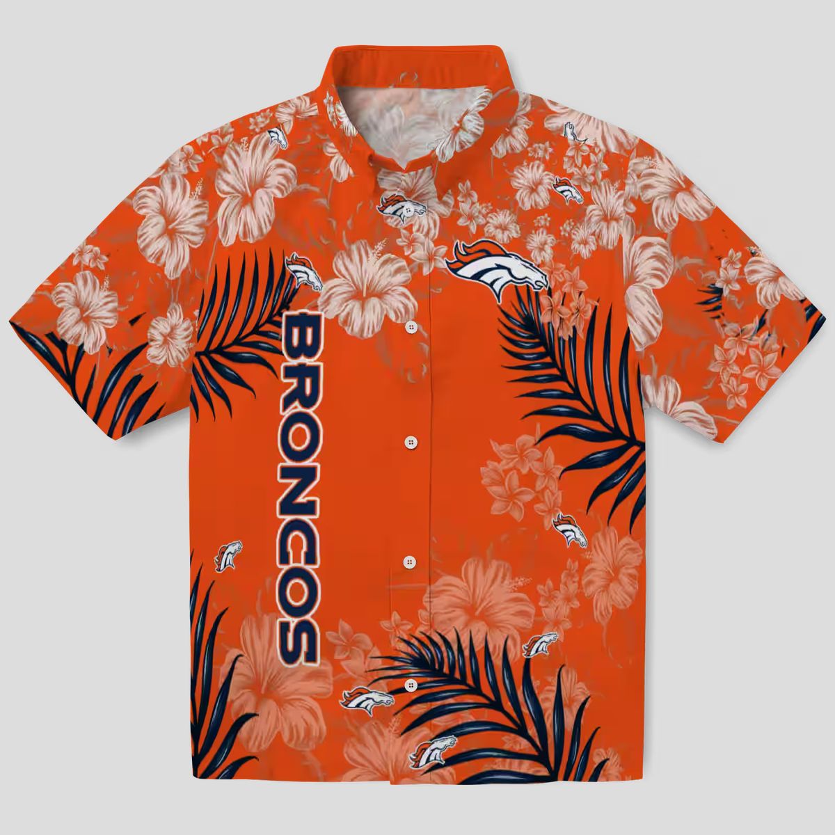 Denver Broncos Hibiscus Print Shirt, Floral Orange NFL Fan Apparel