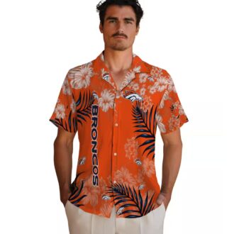 Denver Broncos Hibiscus Print Shirt, Floral Orange NFL Fan Apparel