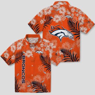 Denver Broncos Hibiscus Print Shirt, Floral Orange NFL Fan Apparel