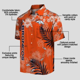 Denver Broncos Hibiscus Print Shirt, Floral Orange NFL Fan Apparel