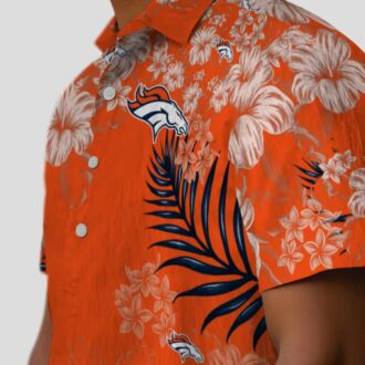 Denver Broncos Hibiscus Print Shirt, Floral Orange NFL Fan Apparel