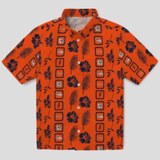 Denver Broncos Orange Hawaiian Shirt, Framed Floral Tropical NFL Fan Apparel