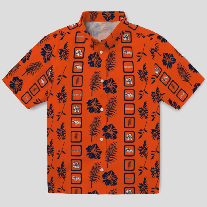 Denver Broncos Orange Hawaiian Shirt, Framed Floral Tropical NFL Fan Apparel