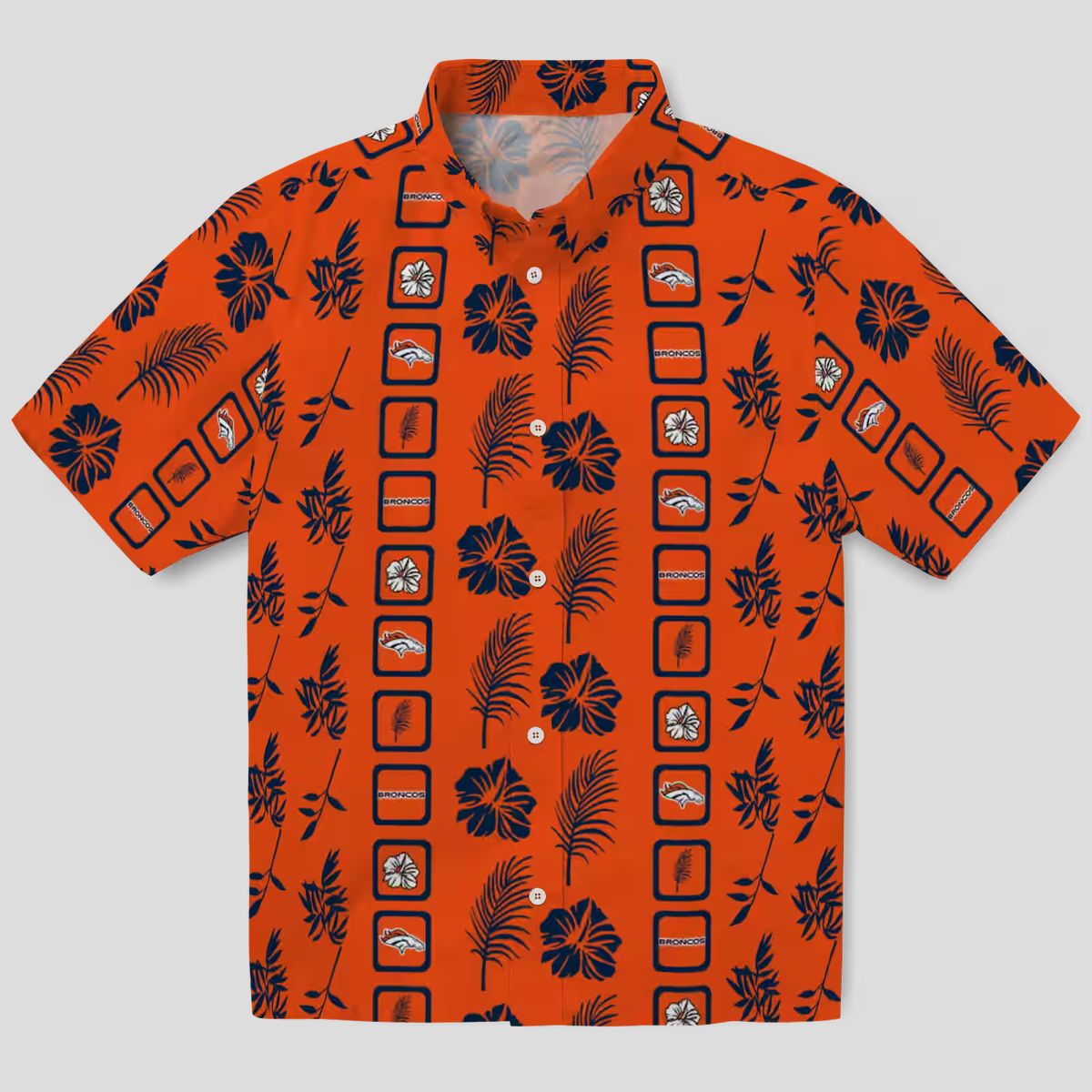Denver Broncos Orange Hawaiian Shirt, Framed Floral Tropical NFL Fan Apparel