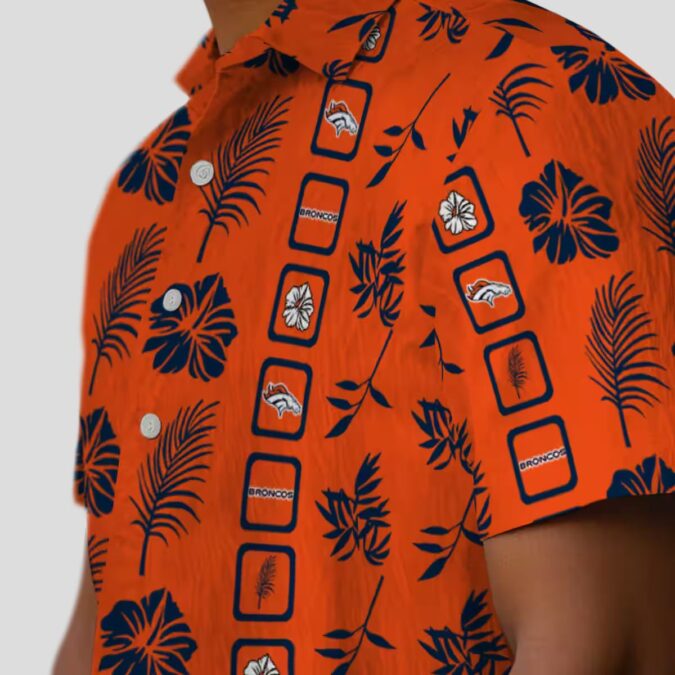 Denver Broncos Orange Hawaiian Shirt, Framed Floral Tropical NFL Fan Apparel