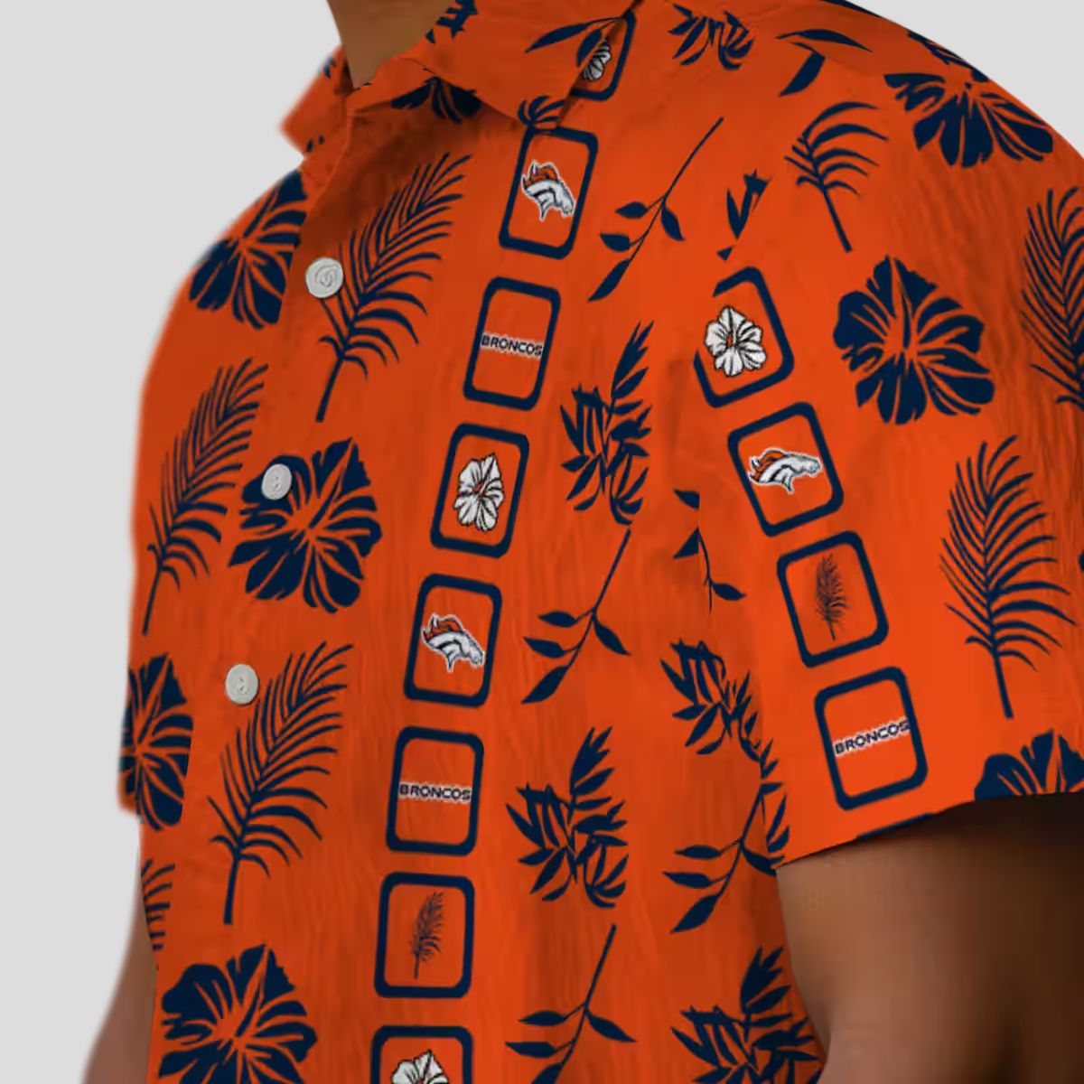Denver Broncos Orange Hawaiian Shirt, Framed Floral Tropical NFL Fan Apparel