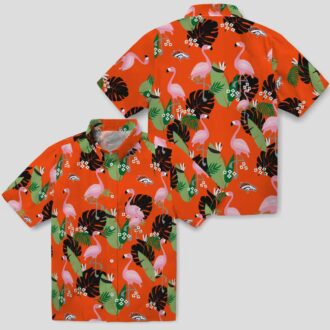 Denver Broncos Summer Hawaiian Shirt, Orange Palm Leaf Flamingo NFL Shirt