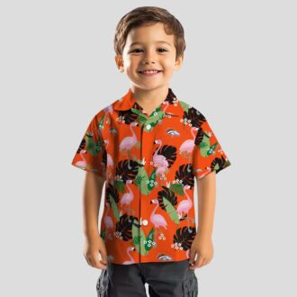 Denver Broncos Summer Hawaiian Shirt, Orange Palm Leaf Flamingo NFL Shirt