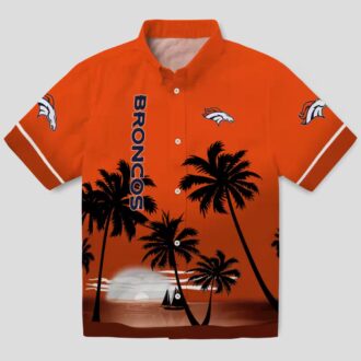 Denver Broncos Sunset Black Aloha Shirt, Tropical NFL Hawaiian Vacation Shirt for Fans
