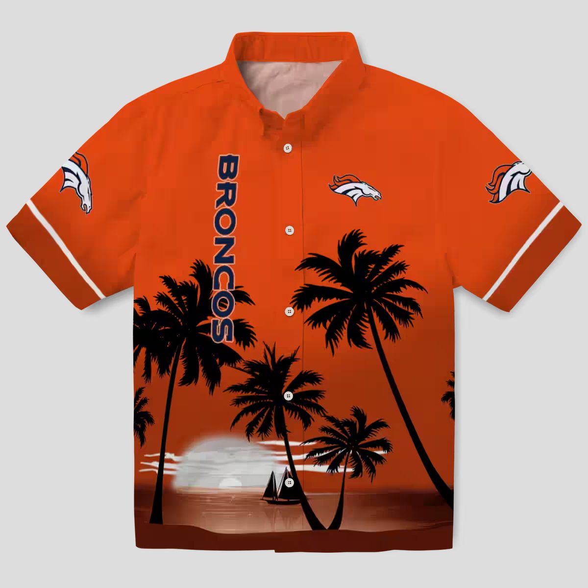 Denver Broncos Sunset Black Aloha Shirt, Tropical NFL Hawaiian Vacation Shirt for Fans