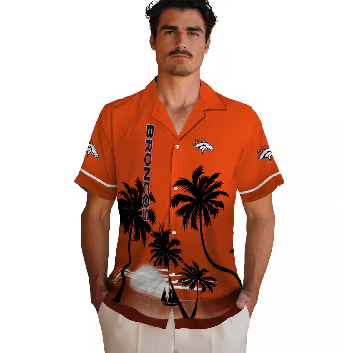 Denver Broncos Sunset Black Aloha Shirt, Tropical NFL Hawaiian Vacation Shirt for Fans