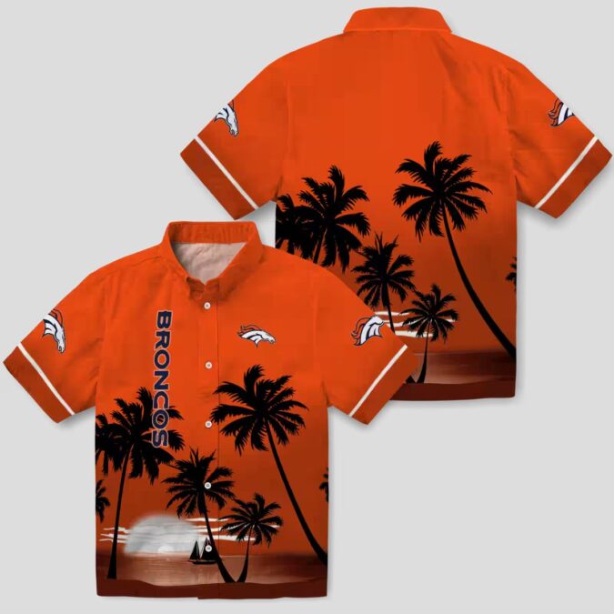 Denver Broncos Sunset Black Aloha Shirt, Tropical NFL Hawaiian Vacation Shirt for Fans
