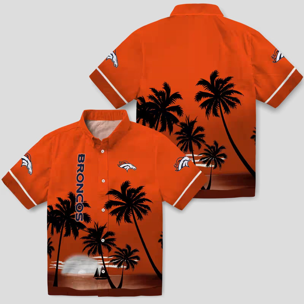 Denver Broncos Sunset Black Aloha Shirt, Tropical NFL Hawaiian Vacation Shirt for Fans