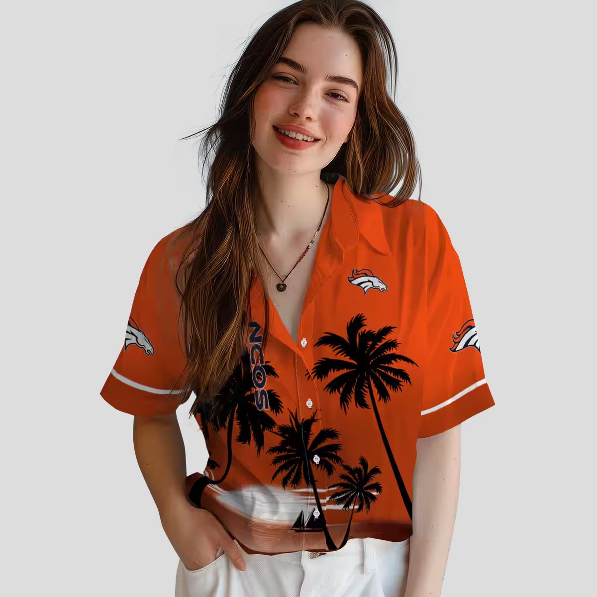 Denver Broncos Sunset Black Aloha Shirt, Tropical NFL Hawaiian Vacation Shirt for Fans