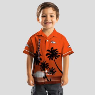 Denver Broncos Sunset Black Aloha Shirt, Tropical NFL Hawaiian Vacation Shirt for Fans