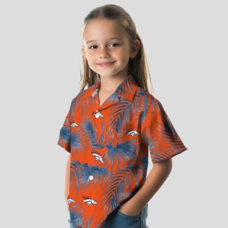 Denver Broncos Tropical Hawaiian Shirt, Orange Palm Leaf Button Up for Fans
