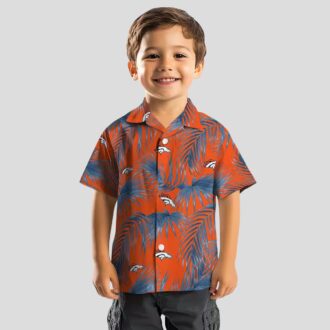 Denver Broncos Tropical Hawaiian Shirt, Orange Palm Leaf Button Up for Fans