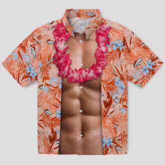 Funny Denver Broncos Chest Illusion Shirt, NFL Hawaiian Button Up for Game Day
