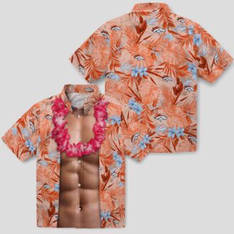 Funny Denver Broncos Chest Illusion Shirt, NFL Hawaiian Button Up for Game Day