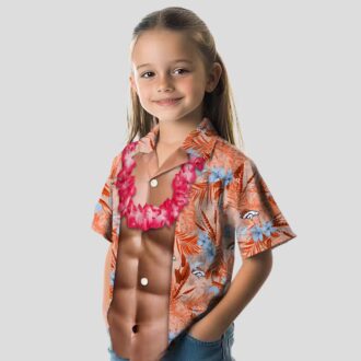 Funny Denver Broncos Chest Illusion Shirt, NFL Hawaiian Button Up for Game Day
